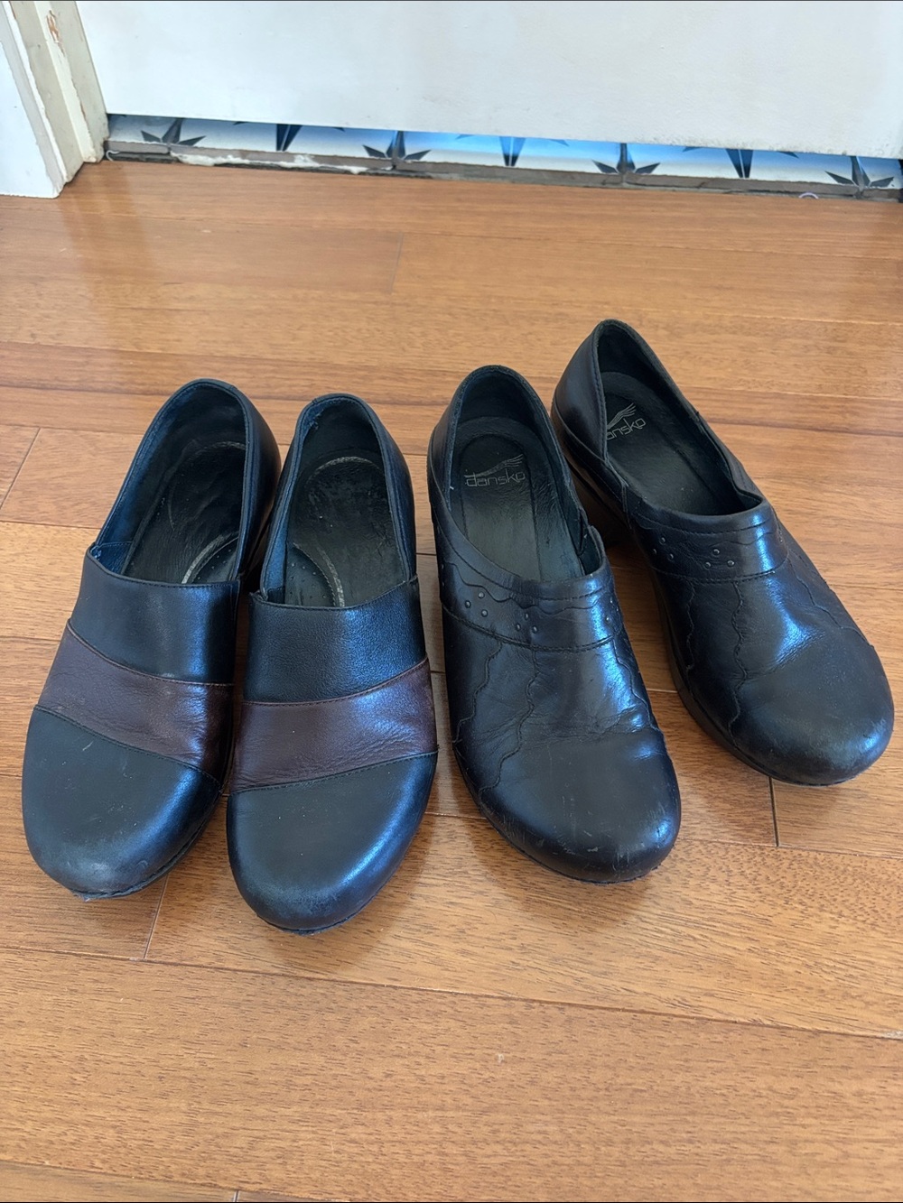 Dansko Black and Brown Leather Mules Lot of 2